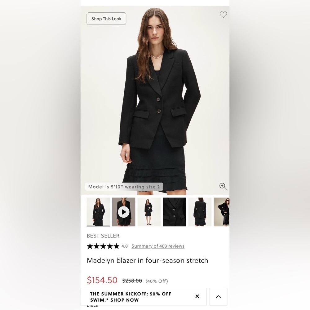 J. Crew Madelyn Blazer - Size 8 - New Condition - Black